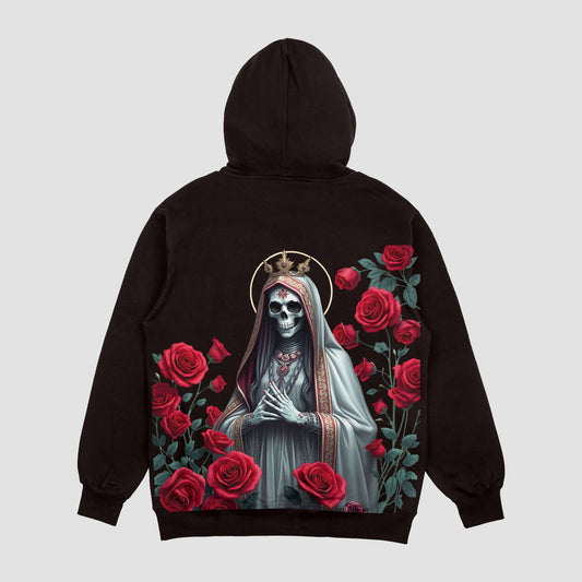 Santa Muerte Red Roses Hoodie