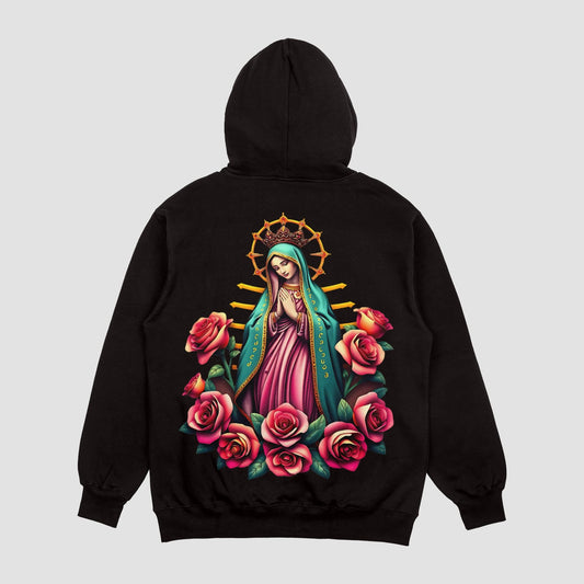 Virgin Mary Pink Roses Hoodie